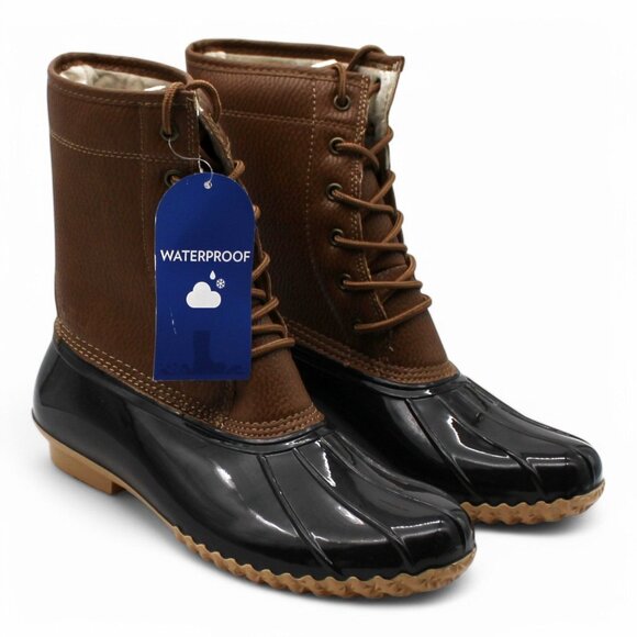 Jbu by Jambu Womens Brown Water Resistant Maplewood Round Toe Lace-up Duck Boots - Picture 1 of 8